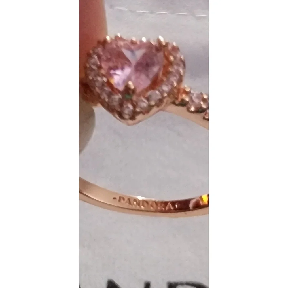 Pandora Sparkling Pink Heart Ring Rose Gold Plated Cubic‎ Zirconia 188421C04
